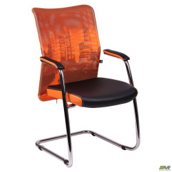 Крісло Аеро CF хром сидіння Сітка чорна, Zeus 045 Orange / спинка Сітка оранж-Skyline