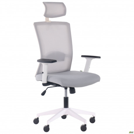 Кресло Uran White HR сиденье Нест-19 св.серая/спинка Сетка SL-01 св.серая