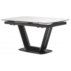 Керамический стол TML-870 белый мрамор черный Vetro