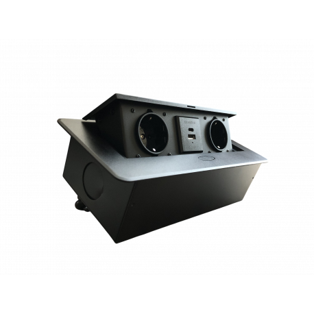Настольная розетка 2R+USB+Type-C черная